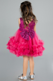 Abendkleid für Kinder Kurz Fuchsie ABK2066
