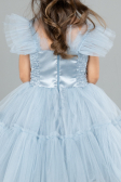 Abendkleid für Kinder Kurz Grau-Indigo ABK2067