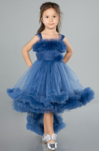 Abendkleid für Kinder Vorne Kurz-Hinten Lang Indigo ABO112