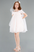 Abendkleid für Kinder Kurz Lachs ABK2295