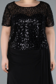 Abendkleid in Übergröße Lang Chiffon Schwarz ABU4806