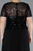 Abendkleid in Übergröße Lang Chiffon Schwarz ABU4806
