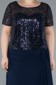 Abendkleid in Übergröße Lang Chiffon Marineblau ABU4806