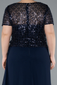 Abendkleid in Übergröße Lang Chiffon Marineblau ABU4806