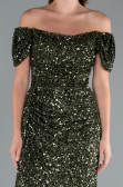 Abendkleid Lang Schuppig Khaki ABU4843