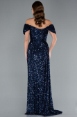 Abendkleid Lang Schuppig Marineblau ABU4843