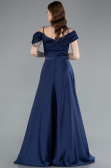 Abendkleid Lang Satin Marineblau ABU4868