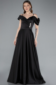 Abendkleid Lang Satin Schwarz ABU4868