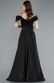 Abendkleid Lang Satin Schwarz ABU4868