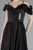 Abendkleid Lang Satin Schwarz ABU4868