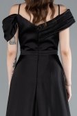 Abendkleid Lang Satin Schwarz ABU4868