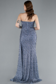Abendkleid Lang Perlenbesetzt Grau-Indigo ABU4871