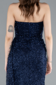 Abendkleid Lang Perlenbesetzt Marineblau ABU4871