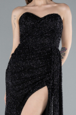 Abendkleid Lang Perlenbesetzt Schwarz ABU4871
