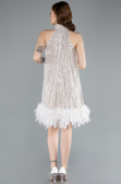Abendkleid Kurz Beige ABU4876
