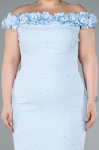 Partykleid in Übergröße Midi Eisblau ABK2318