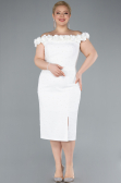 Partykleid in Übergröße Midi Weiß ABK2318