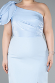Partykleid in Übergröße Midi Eisblau ABK2319