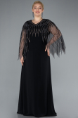 Abendkleid in Übergröße Lang Chiffon Schwarz ABU4888