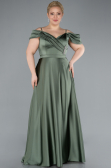 Kleider in Großen Größen Lang Satin Khaki ABU4869