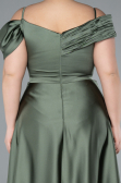 Kleider in Großen Größen Lang Satin Khaki ABU4869