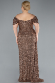 Abendkleid in Übergröße Lang Schuppig Kupfer ABU4863