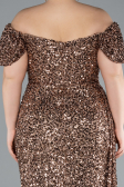 Abendkleid in Übergröße Lang Schuppig Kupfer ABU4863