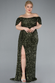 Abendkleid in Übergröße Lang Schuppig Khaki ABU4863