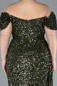 Abendkleid in Übergröße Lang Schuppig Khaki ABU4863