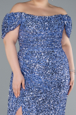 Abendkleid in Übergröße Lang Schuppig Indigo ABU4863