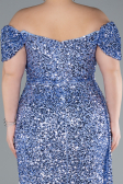 Abendkleid in Übergröße Lang Schuppig Indigo ABU4863