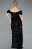 Abendkleid in Übergröße Lang Schuppig Schwarz ABU4863