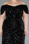 Abendkleid in Übergröße Lang Schuppig Schwarz ABU4863
