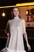 Abendkleid Kurz Beige ABU4876