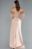 Abendkleid Lang Satin Beige ABU4895