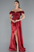 Abendkleid Lang Satin Weinrot ABU4895
