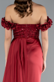 Abendkleid Lang Satin Weinrot ABU4895