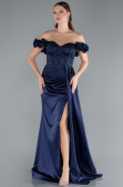 Abendkleid Lang Satin Marineblau ABU4895