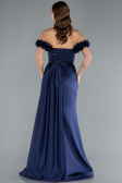 Abendkleid Lang Satin Marineblau ABU4895