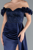 Abendkleid Lang Satin Marineblau ABU4895