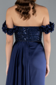Abendkleid Lang Satin Marineblau ABU4895