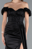 Abendkleid Lang Satin Schwarz ABU4895