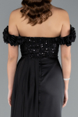 Abendkleid Lang Satin Schwarz ABU4895