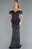 Abendkleid im Meerjungfrau-Stil Lang Schuppig Anthrazit ABU4906