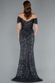 Abendkleid im Meerjungfrau-Stil Lang Schuppig Anthrazit ABU4906