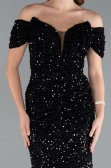 Abendkleid im Meerjungfrau-Stil Lang Schuppig Schwarz ABU4906
