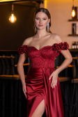 Abendkleid Lang Satin Weinrot ABU4895