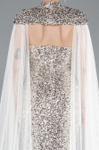 Abendkleid Lang Schuppig Beige ABU4910