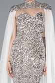 Abendkleid Lang Schuppig Beige ABU4910