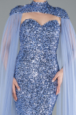 Abendkleid Lang Schuppig Indigo ABU4910